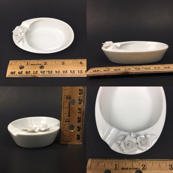 Vtg 60s‎ White Ceramic Porcelain Ashtray Match Hold - Picture 4 of 7